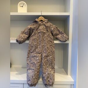 Floral Patterned Kids One-Piece Snowsuit - Wheat Kids